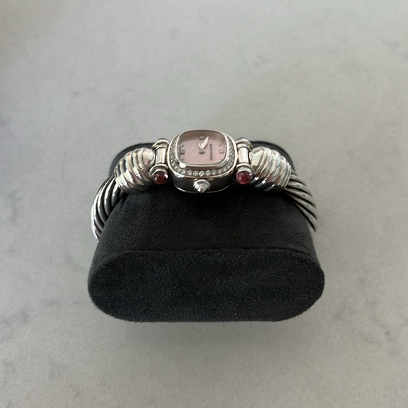 Vintage David Yurman Sterling Silver Pink Tourmaline and Diamond Wrist Watch. - Picture 5 of 12